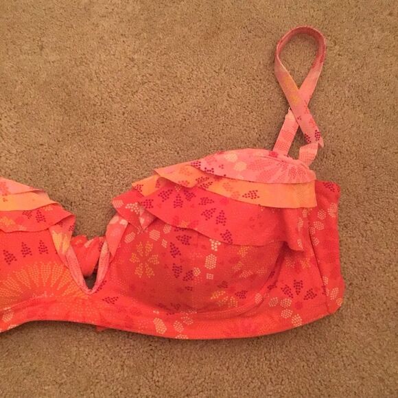 Coco Rave Sparkly Medallion Underwire Bralette Swim Top Coral XL 38 D Cup - Picture 4 of 5